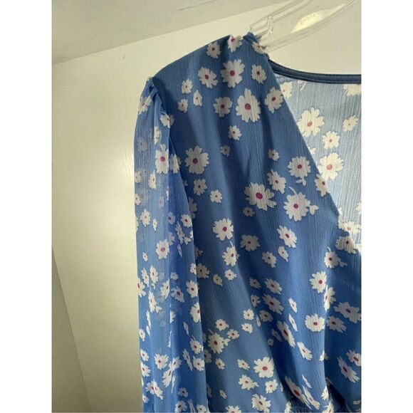 ASOS Floral Faux Wrap Front Shirred Mini Dress Size 8 - Picture 3 of 9